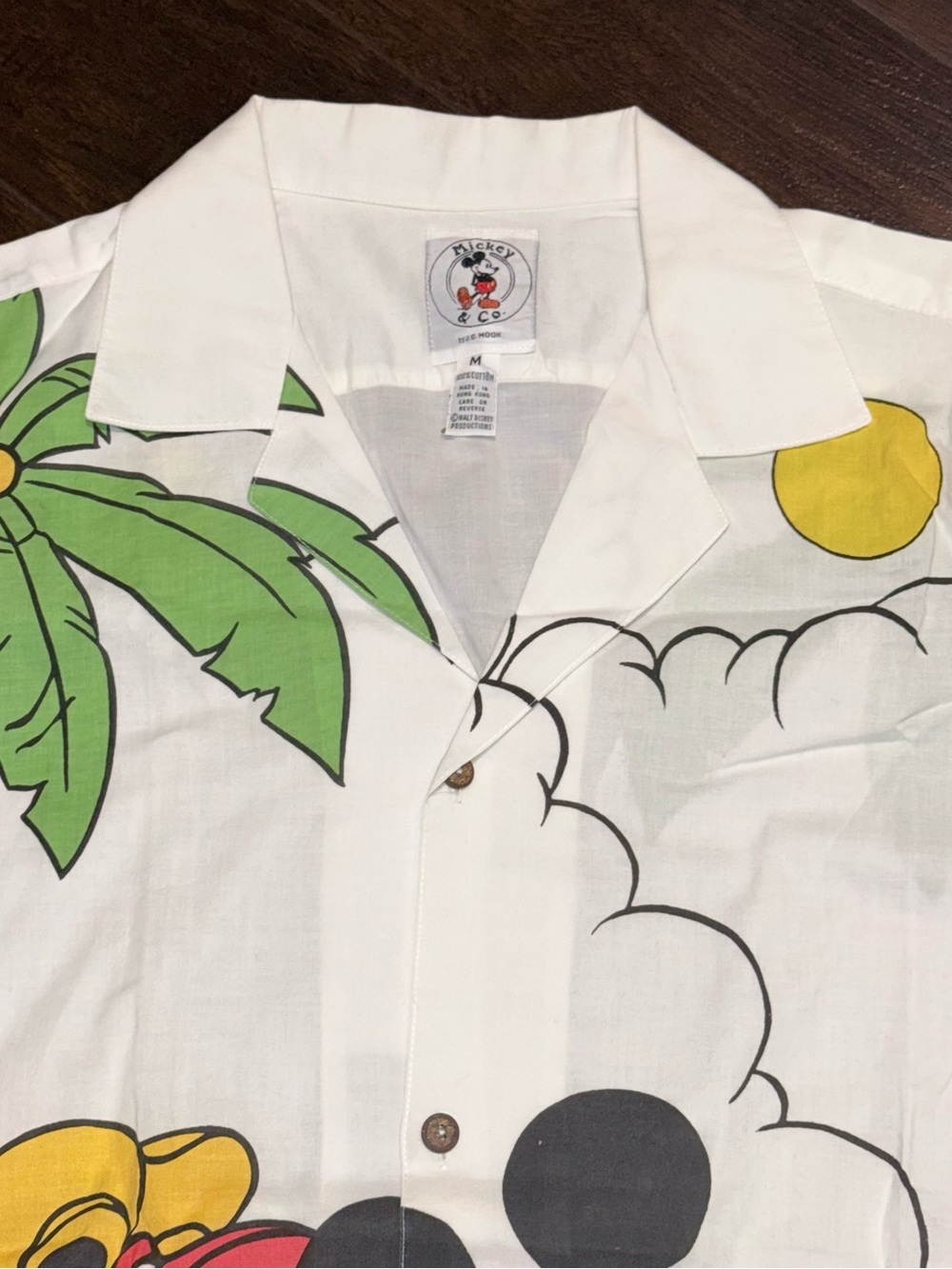 Mickey Mouse Tropical Graphic Button-Up Shirt - White & Blue - Picture 9 of 15